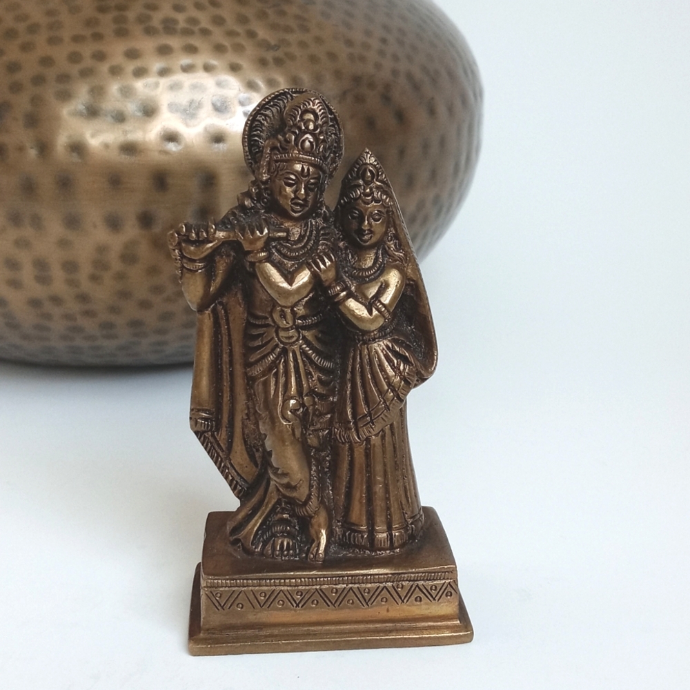 Solid Brass Antique / Vintage Figurine Sculpture from India 4 1/2” - Picture 7 of 13